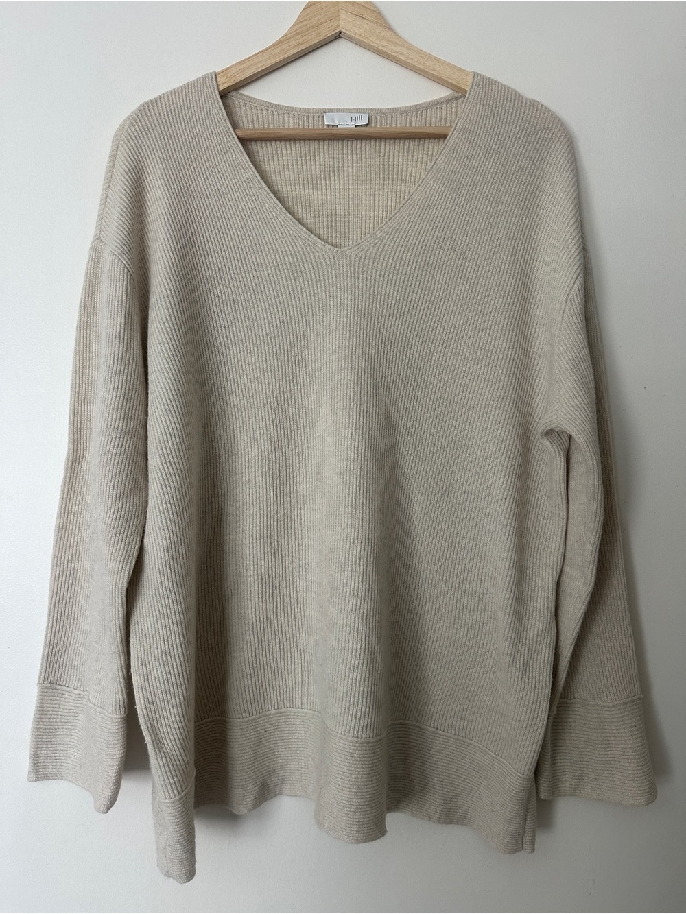 J.Jill Wool/Cashmere Blend V-Neck Ribbed Sweater